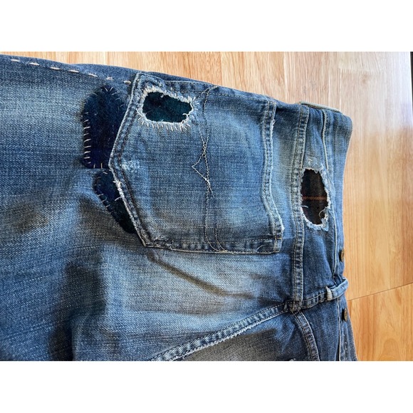 Polo Ralph Lauren Mens 35x30 Patchwork Denim Jeans Fall 2010 Distressed R66SD76 - Picture 5 of 12